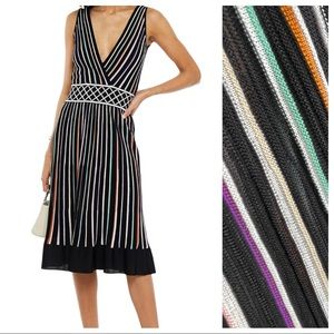 MISSONI Jacquard Trimmed Striped Dress Black NEW